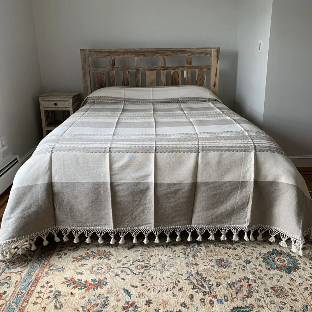 Hand Loom Queen Size Cotton Bedspread.